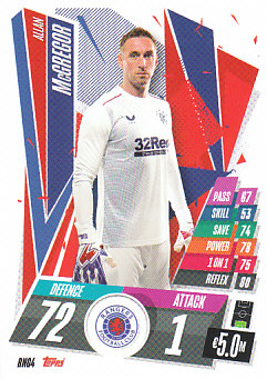 Allan McGregor Rangers 2020/21 Topps Match Attax CL #RNG04